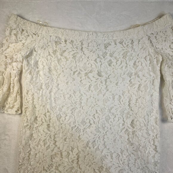Eye Of The Neddle Womens Off Shoulder Dress Ivory Sz M/L Feminine Whismsical - Picture 6 of 16